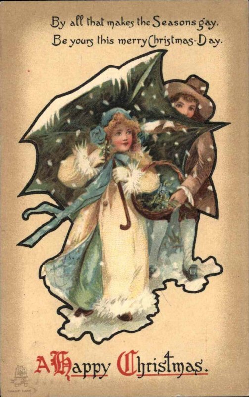 Tuck Christmas #1818 Fancy Boy & Girl c1910 Postcard