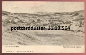 h2149 - MEDICINE HAT Alberta Postcard 1910s Ranching Scene by Warwick