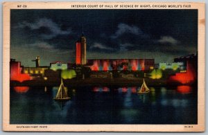 Century Of Progress Chicago Worlds Fair 1933 Postcard Hall Of Science Night