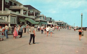 Ocean City Maryland, View Looking North Along Famous Boardwalk, Vintage Postcard