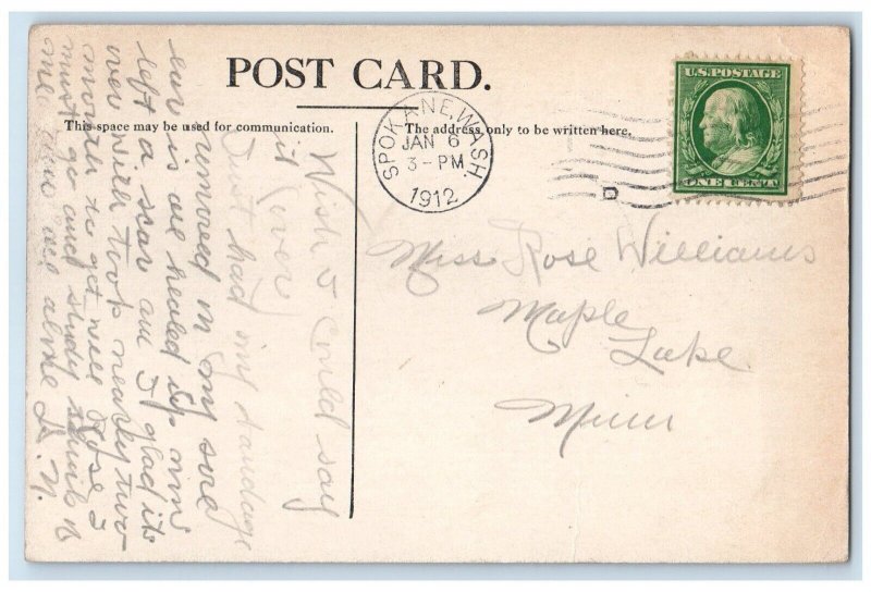 1912 Couple Romance Dating Holding Their Own Spokane Washington WA  Postcard