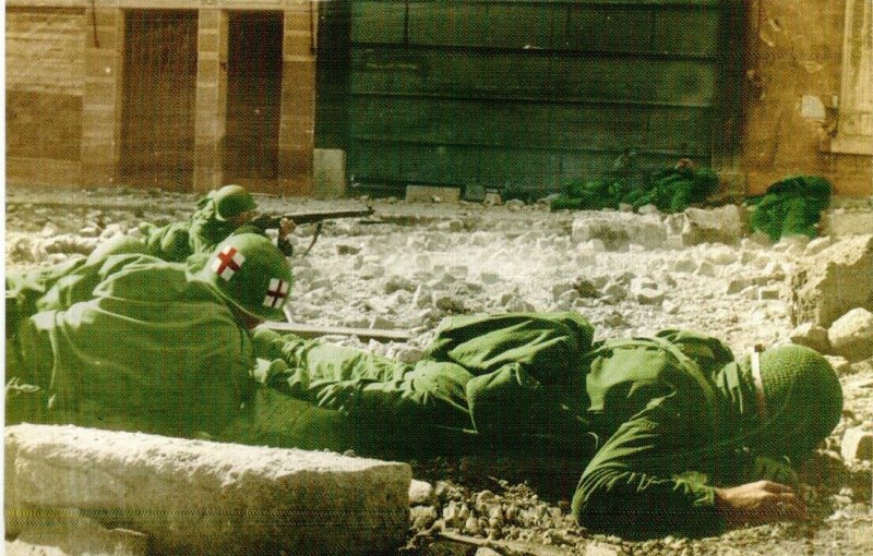 US Troops Pinned Down at Moselle River World War II Postcard
