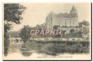 Old Postcard Chatraudun Chateau downstream view taken Loir