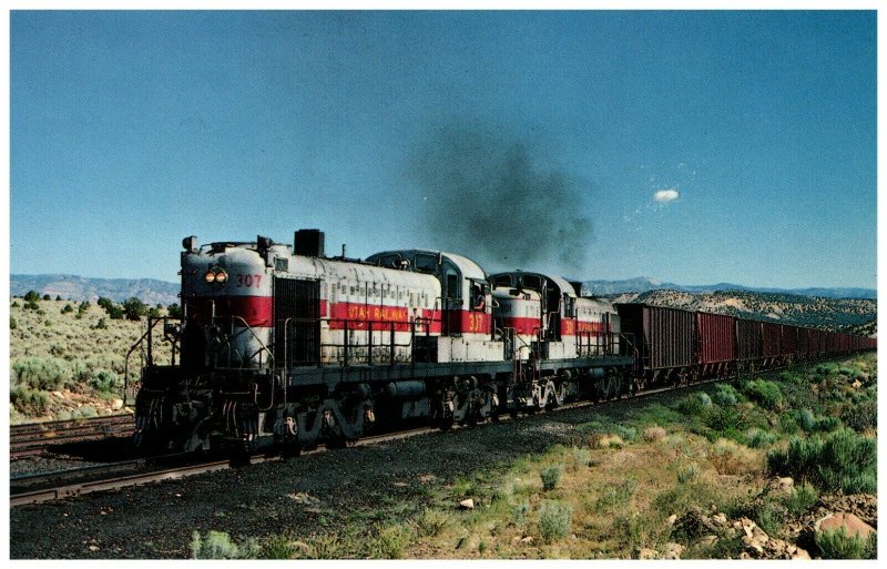 Utah Railway Alco RSD-4 #307 Freight Train Hopper Cars Watts Utah Postcard   