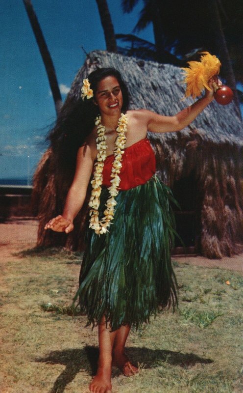 Vintage Postcard Hula Dancer Beautiful Hawaiian Costume Hawaii Mike Roberts Prod