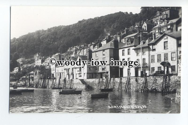 tq0952 - Devon - Early View of a Quiet Dartmouth Fishing Harbour - Postcard