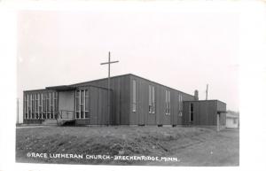 Breckenridge MN New Grace Lutheran Church~Not A Tree in Sight~RPPC 1950s