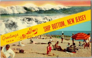 Banner, Greetings From Ship Bottom NJ Multi View Vintage Postcard E61