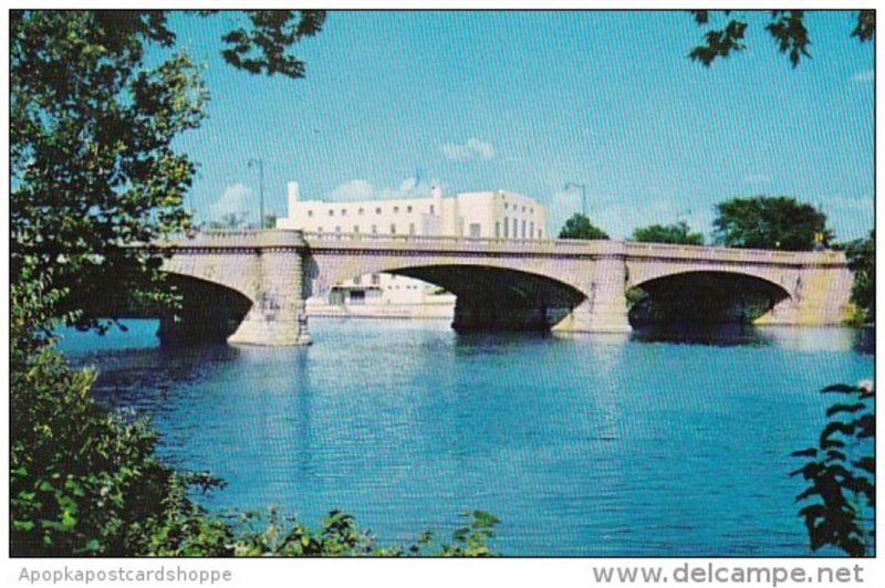 Street Bridge White River Showing U S Naval Armory Indianapolis Indiana