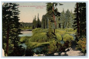 1905 On The Banks Beautiful Truckee River Lake Tahoe California Vintage Postcard