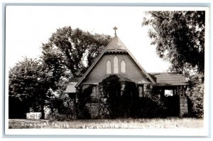 c1920's Episcopal Church Building View Harrisonville MO RPPC Photo Postcard