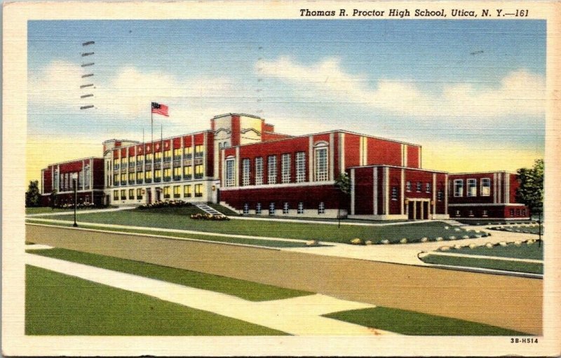 Vintage New York Postcard  Thomas R. Proctor High School - Utica NY