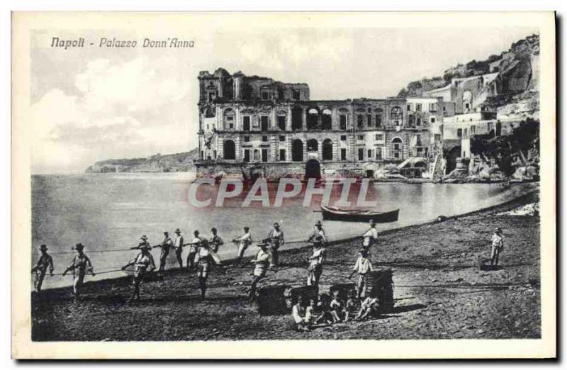 Postcard AncienneNapoli Palazzo Donn & # 39Anna Fishermen Fishing