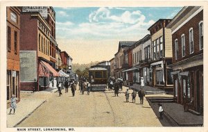 F79/ Lonaconing Maryland Postcard c1910 Main Street Trolley Store