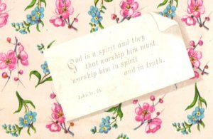 1870s-80s Worship Him In Spirit John IV. 24 Bible Quote Victorian Card F110