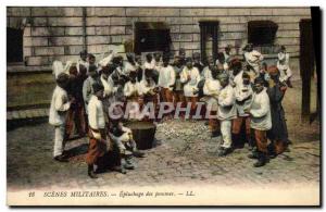 Old Postcard Army Peeling apples