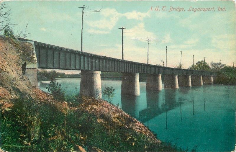 Logansport Indiana Union Traction Railroad Bridge~1909 Postcard 