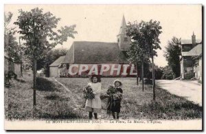 Old Postcard Le Mont-Saint-Adrien Place City Hall L & # 39eglise