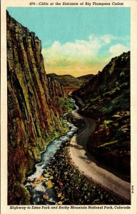 Cliffs Entrance Big Thompson Canon Estes Rock Mountain Park Colorado Postcard