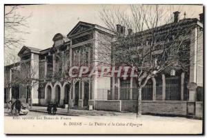 Old Postcard Digne The Bank Theater and Caisse d & # 39Epargne