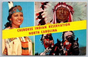 Vintage North Carolina Postcard - Native American Indian Cherokee Reservation