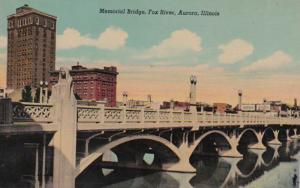 Illinois Aurora Memorial Bridge Over Fox River Curteich