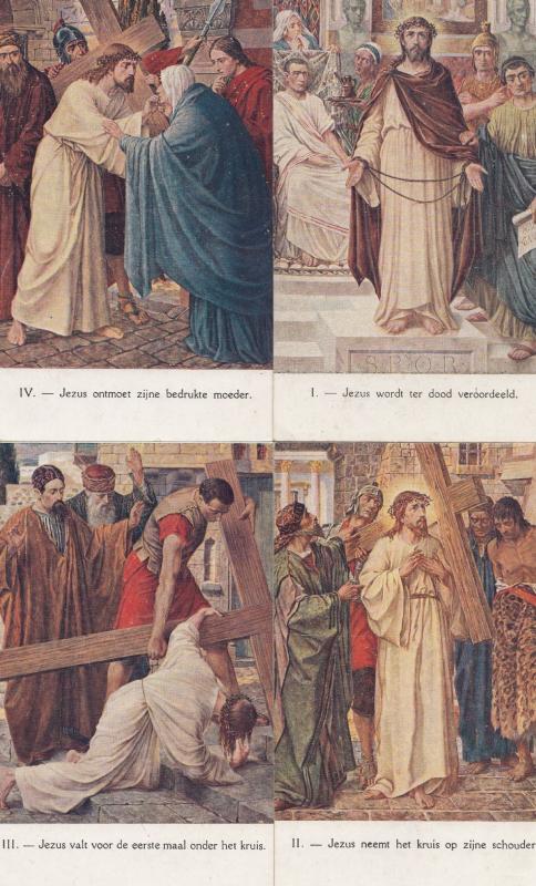 The Crucifixion Belgium Set of 11 Antique Bible Postcard s