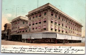 1909 Fresno CA-California, Forsythe Block, Street View Historic Bldg, Postcard