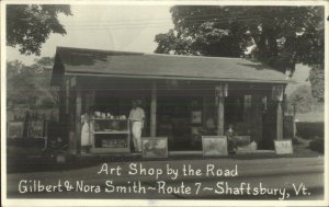 Shaftsbury VT Art Shop by the Road Gilbert & Nora Smith Real Photo Postcard