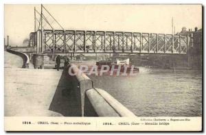 Postcard Old Bridge Creil Metallic Boat Peniche