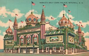 Vintage Postcard World's Only Corn Palace Grains Festival Mitchell South Dakota