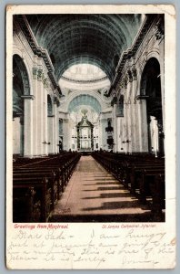Postcard Montreal PQ c1904 Greetings From Montreal St. James Cathedral Interior