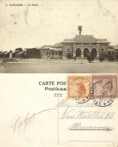 belgian congo, KINSHASA, La Poste, Post Office (1925) Postcard