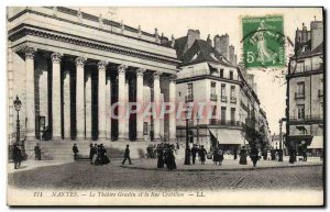 Old Postcard Nantes Theater Graslin and rue Crebillon