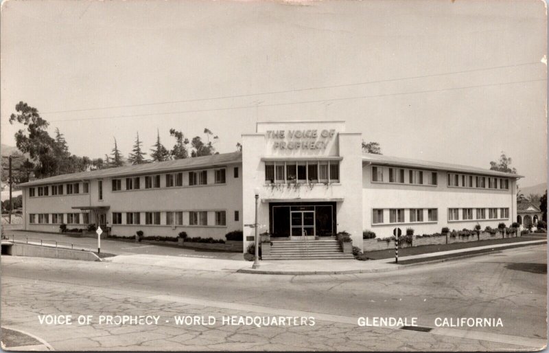Real Photo Postcard Voice of Prophecy World Headquarters in Glendale California