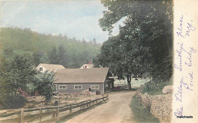 c1908 POND EDDY RPPC Hand Tinted Horse Shoeing Wagon making Blacksmith 2522