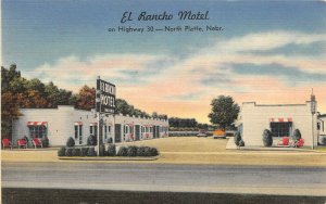 North Platte Nebraska 1940-50s Postcard El Rancho Motel US30 Lincoln Highway