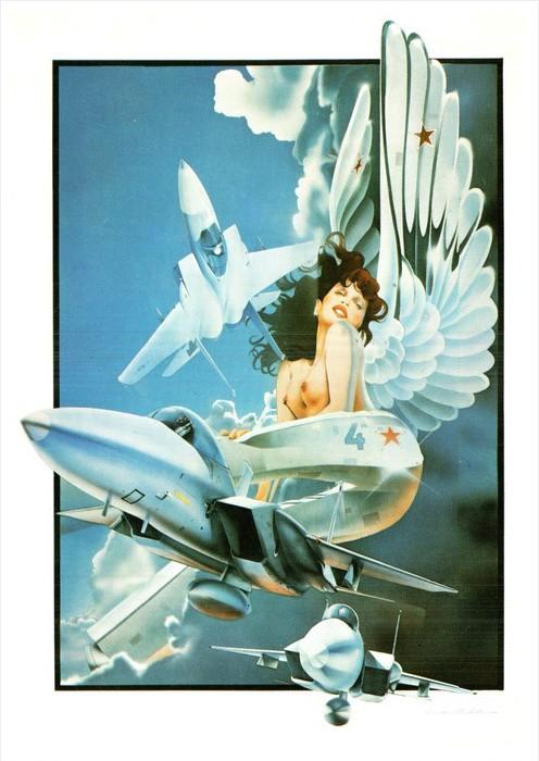 21973 Topless Nude Woman, Sci Fi, Airplanes by Philip Castle