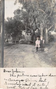 J68/ Pasadena California Postcard RPPC c1910 Arroyo Drive Kids  178