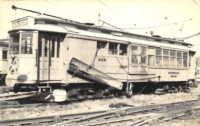 Metropolitan Railway #5115 Snow Plow RPPC Real Photo Postcard