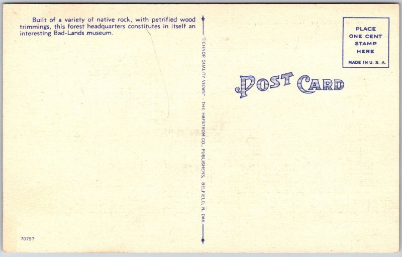 Petrified Forest Headquarters North Dakota ND Badlands Cedar Canyon Postcard