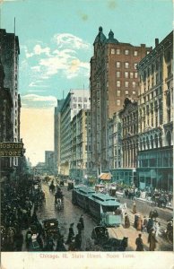 Chicago Illinois C-1910 Trolleys State Street Postcard undivided 9322