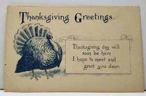 Thanksgiving Greetings Turkey, I hope to meet you Postcard G4