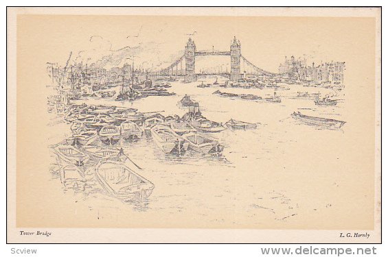 AS; Tower Bridge, Row Boats, L. G. Hornly, London, England, United Kingdom,  ...