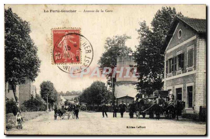 Old Postcard Chateau d & # 39eau La Ferte Gaucher Avenue de la Gare Caleche