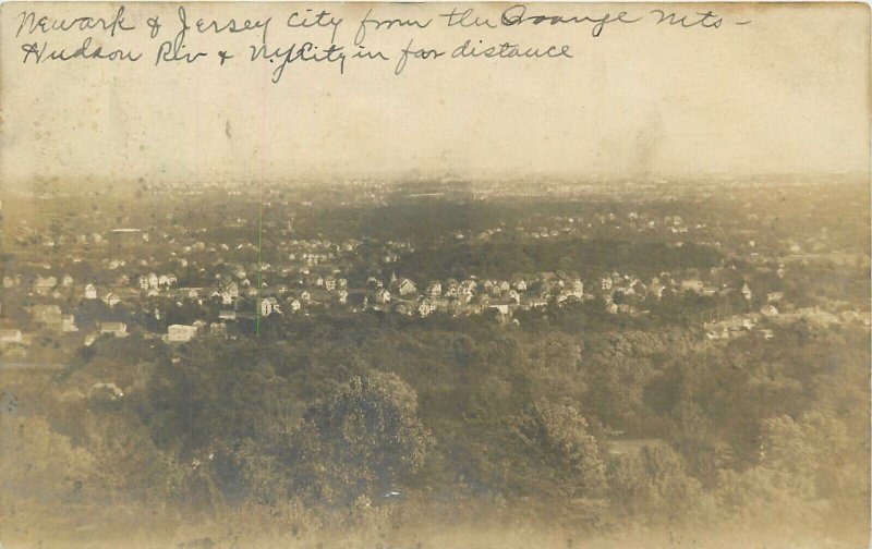 United States topographical view Newark Jersey City real photo postcard 