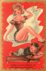 Postcard Little Devil Grus Von Krampus Dreams of Pretty Pin Up Girl Christmas