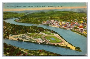 Vintage 1940's Postcard Wheeling Downs Horse Racing Wheeling West Virginia 