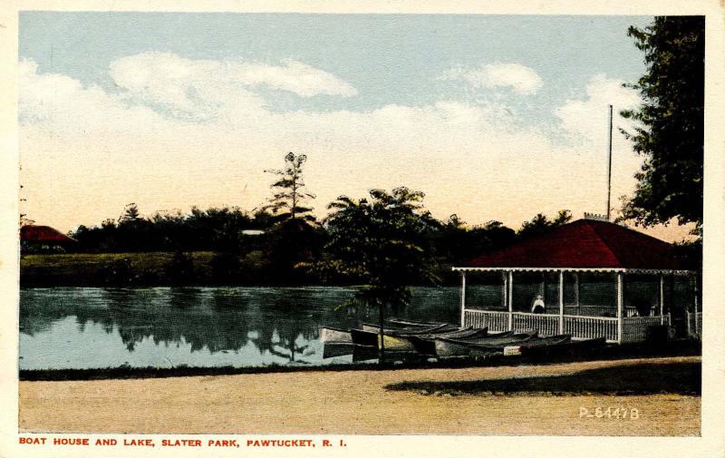 RI - Pawtucket. Slater Park, Boat House and Lake