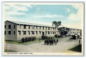 c1920's Boys On Drill WWI Scene Camp Dodge Iowa IA Unposted Vintage Postcard